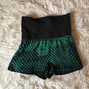 THEORY💕green & black silk shorts